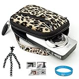 IMAGE OF Mini Neoprene Glove Camera Carrying Case with Brown Leopard Fur Exterior for Sony Cyber-shot DSC-W550 Digital Camera + Universal Clear Screen Protector + Black 6-inch Standard Size Tripod with Flexible Grip Legs + SumacLife TM Wisdom Courage Wristband