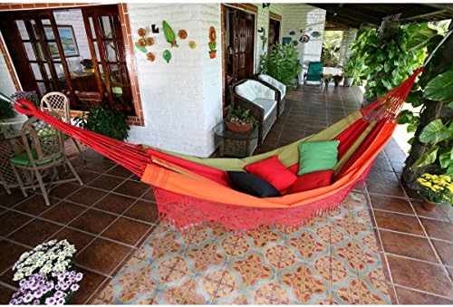 Extra Wide Stripe Hammock, With Tickly Soft Fringe Accents That Can Hold Up to Three People