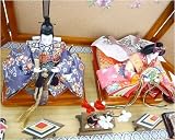 秀光オリジナル限定品 雛人形衣装着親王コンパクト収納飾りセット 桜柄の盛上刺繍と流備畳飾り台兼用の収納桐箱で落ち着いた中にも迫力と豪華さを
