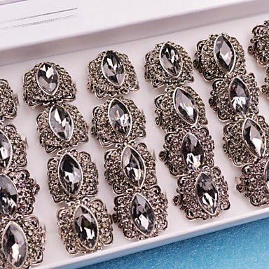 Luxury Crystal Europe America Vintage Gray Joker Adjustable Ring Jewelry