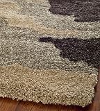 53" x 76" Rectangular Safavieh SG453-1391-5 Beige/Multi Color Power Loomed Chinese "Florida Shag Collection" Rug