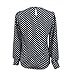 Weixinbuy Women Casual Chiffon Crew Neck Long Sleeve Blouses Polka Dots Shirts Navy M