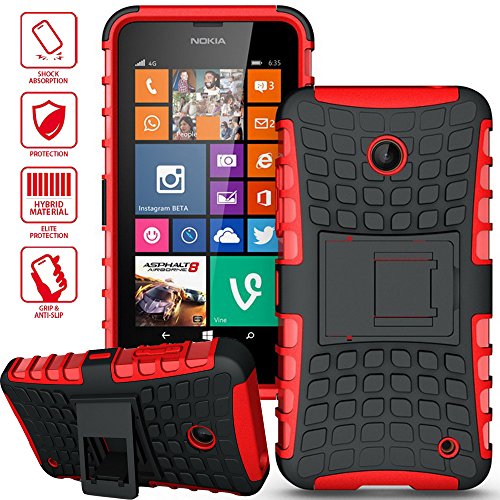 ElBolt TM 3 in 1 Bundle Nokia Lumia 635 / Nokia Lumia 630 Armor Grenade Stand Hard Gel Case -Red with Free Ultra-Sensitive Stylus Pen and Premium Screen Protector by ElBolt TM
