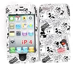 Disney Mickey Mouse Black and White Comic Strip Design Rubber Texture Apple Iphone 4 Gen / 4th Generation / 4G + Microfiber Bag