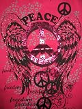 Peace, Freedom, Angel Wings Rhinestone Juniors Printed T-Shirt