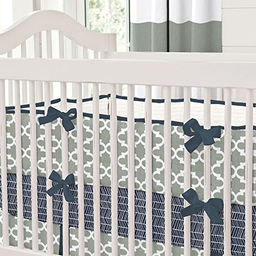 Navy and Gray Quatrefoil Crib Bumper Robexcsyonov