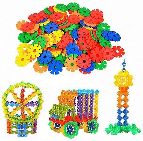 300pcs JeeMax Interlocking Plastic Building Set Children's Day Gift 12 Mixed Colors Snowflake Educational Intelligence Building Inserting Toys Set,Medium