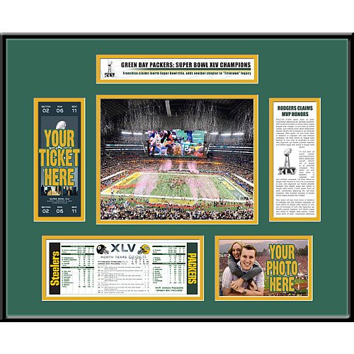NFL Green Bay Packers Super Bowl XLV Champions Ticket Frame