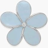 Sterling Silver & Light Blue Enamel Flower Style Brooch