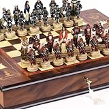 Japanese Samurai Chessmen & Napoli Chess Board/Cabinet From Italy