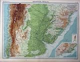 1920 COLOUR MAP ARGENTINA CHILE AMERICA