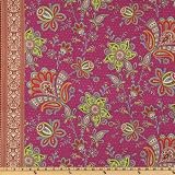 44'' Wide Amy Butler Soul Blossoms Joy Sari Blossoms Raspberry Fabric By The Yard