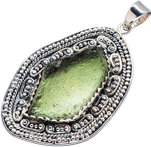 Ana Silver Co Czech Moldavite 925 Sterling Silver Pendant 2 1/4"