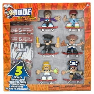Tech Deck Dude Ridiculously Awesome 6 Figures and Trading Cards W #158 Perry, #081... by