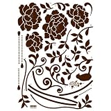 Reusable Decoration Wall Sticker Decal - Mocha Hanging Vineyard Bloom (Velvet with Rhinestones)