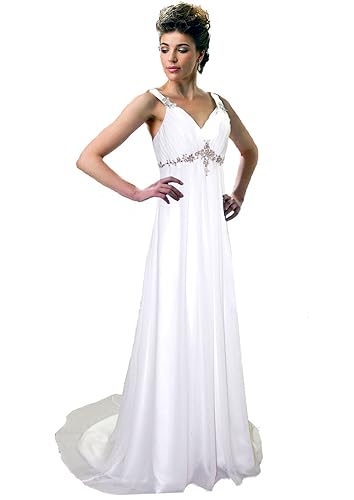 White Ivory Straps Beach Wedding Dress Bridal Gown