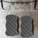 Konjac Exfoliating Sponge with Bamboo Charcoal - 2 Pack - 100% Natural Charcoal Body Sponge for Improving Skin's Look and Feel - Full Body Charcoal Sponge with Attached String for Hanging to Dry (2)