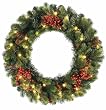 24" Pre-Lit LED Battery Operated Taylor Spruce Christmas Wreath - Clear Lights