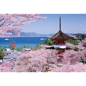 【クリックで詳細表示】1000ピース 桜咲く青雲の厳島神社 71-371