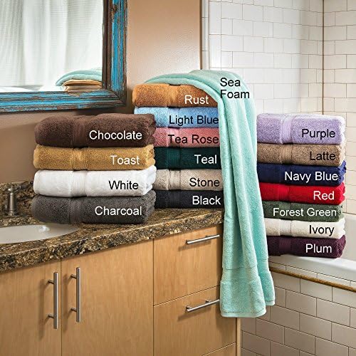 Bath Towel Set 2 Piece on Sale 100% Egyptian Cotton Sea Foam & 6 Piece Face Towel Gift