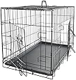 OxGord 24" Medium Dog Crate, Double-Doors Folding Metal w/ Divider & Tray | 24" x 17" x 19" | 2016 Newly Designed Model