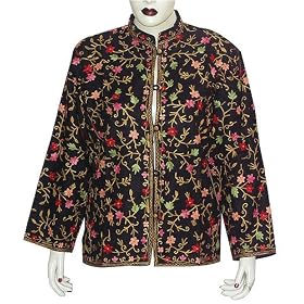 Ladies Outerwear Wool Jacket Hand Embroidery Handmade in Kashmir Size XS by ShalinCraft