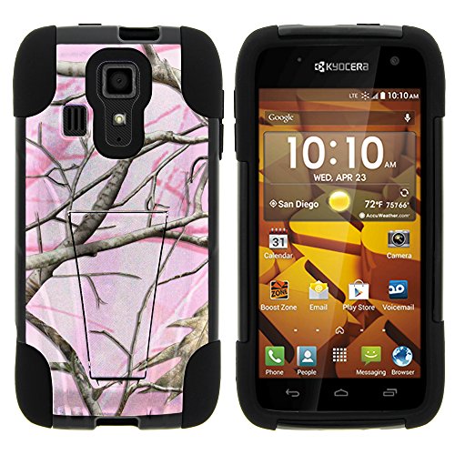 Kyocera Hydro Icon Phone Case, Full Body Fusion STRIKE Impact Kickstand Case with Exclusive Illustrations for Kyocera Hydro Icon C6730, Kyocera Hydro Life C6350 (Boost Mobile, T Mobile, MetroPCS) from MINITURTLE | Includes Clear Screen Protector and Stylus Pen - Pink Hunter Camouflage