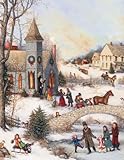 Perfect Timing - Lang Folk Art Christmas Assorted Two Set Christmas Card, 5.38 x 6.88 Inches, 18 cards with 19 envelopes (1008091)