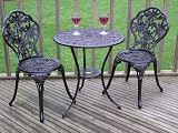 Review Sovereign  / Matt Black Cast Aluminium Garden Furniture Bistro Set Round 60cm table 3pc