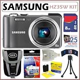 Samsung HZ35W 12MP Digital Camera with Built-in GPS and 15x Optical Zoom featuring 3.0-inch AMOLED Display + 8GB Accessory Kit