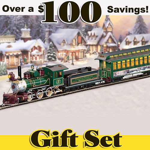 Thomas Kinkade's Illuminated Christmas Express Train Set by Hawthorne Village-image