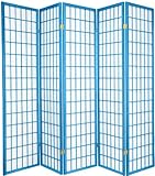 6ft. Window Pane Japanese Shoji Folding Privacy Screen Room Divider - 3 Panel Azure Blue