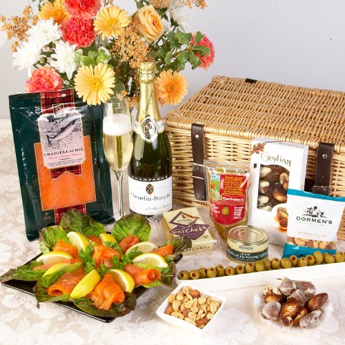 CHAMPAGNE CELEBRATION HAMPER IN WICKER BASKET