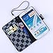RAYTOP Luxury Brand Designer Black and Gray Checks Leather Cases Covers Wallet for Samsung Galaxy Note 2 N7100 Men Guys Checkered Classy Decent Simple Gift High Quality Stylish
