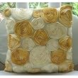 Gold N Ivory Blooms -Throw Pillow Covers - Silk Pillow Cover with Satin Ribbon Embroidery