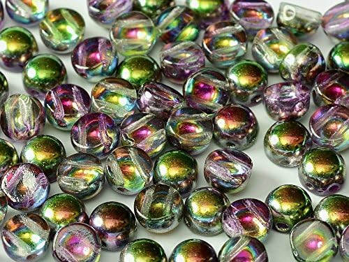 25pcs Cabochon Bead - Brand new Czech glass Beads in Shape Half-sphere 6 mm with 2 Holes, Crystal Magic Orchid
