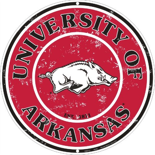 Arkansas Razorbacks Collegiate Embossed Metal Circular Sign CS60107