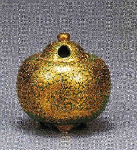 【茶道具】 本金梅紋・香炉３．５号 九谷焼 