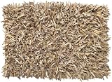 Extra Weave USA 5 by 8-Foot Leather Shag Rug, Buff