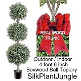 54" Triple Ball-shaped Boxwood Topiary in Plastic Pot Two Tone Green
