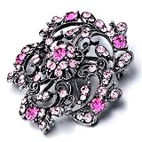 Pugster Pink Crystal Flower Brooches And Pins