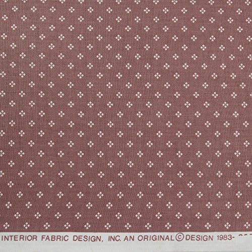 54" W Beige 4 Dot Square on Deep Dusty Rose Polished Cotton Fabric Vintage circa 1983 Medium Weight - One Yard