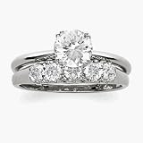 Sterling Silver CZ 2 PC Wedding Ring Set, Size: 7