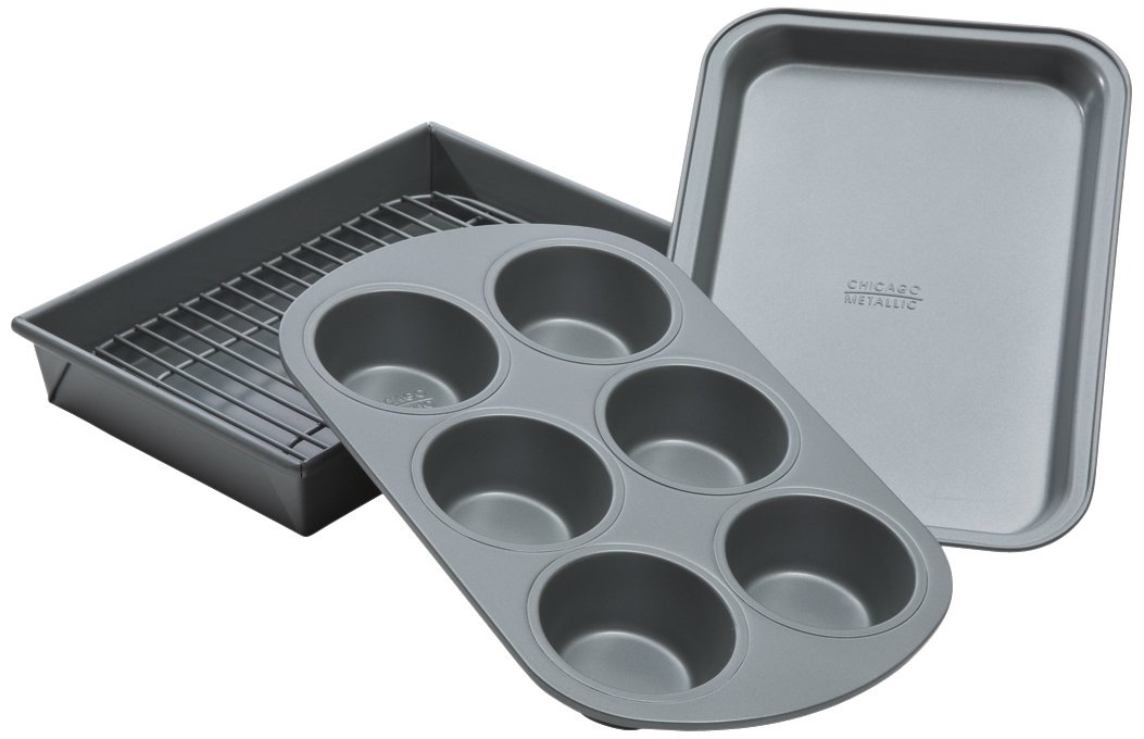 Chicago Metallic NonStick 4 Piece Toaster Oven Pan Baking Set Muffin