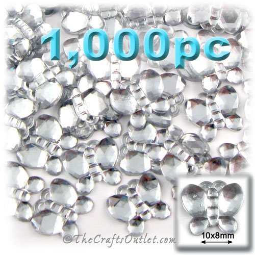 1000pc Rhinestones Mini Butterfly 10x8mm flatback Crystal Clear CLR