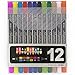 Stationary Cupboard Dual tip Marker Pens, Set of 12 No Duplicates, Brush Pens With Fine And Brush Tip Non Toxic Water Based For Sketching, Painting And Coloring