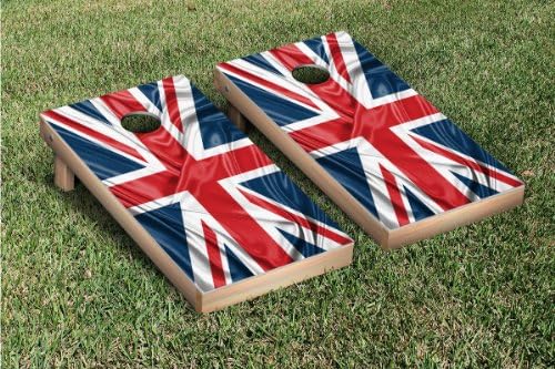 UK Rippled Flag Union Jack Cornhole Game Set Wood Sides