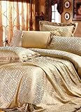 4-pc Comfortable Apricot Imitated Silk Duvet Cover Bedding Set Full / Queen ....