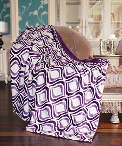 BNF Home Printed Mystic Throw with Solid Flannel Back, Purple