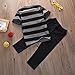 Little Boys Short Sleeve Striped Crown Print T-shirt and Pants Outfit